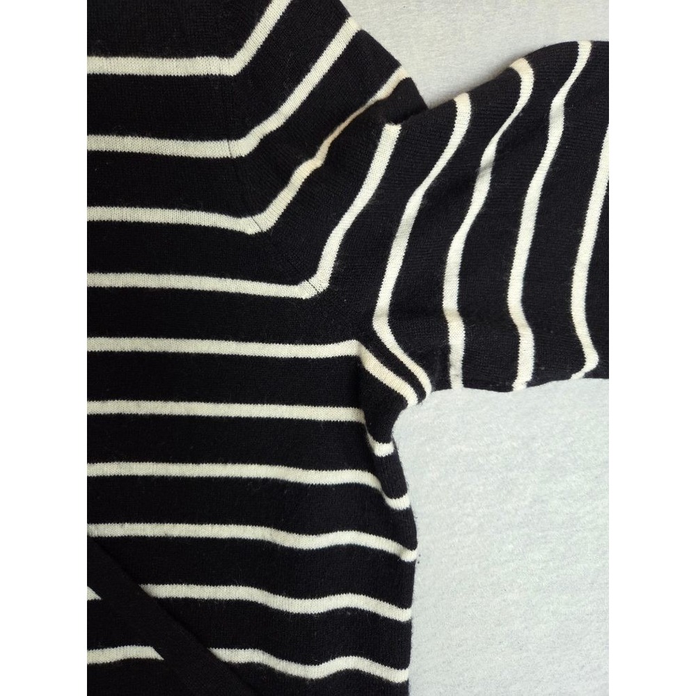 Lands' End 100% Cashmere Sweater Womens 1X Striped Faux Wrap Old Money Nautical - Picture 4 of 10